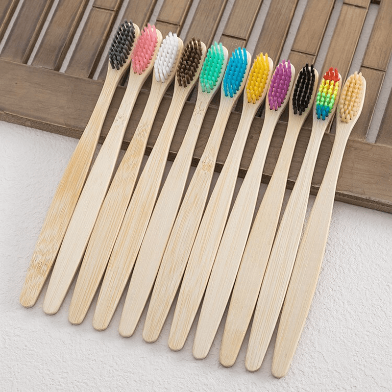 10 Stück umweltfreundliche bunte Bambuszahnbürsten