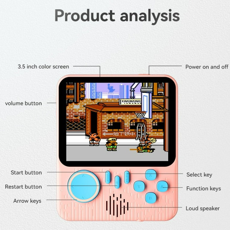 Dünne Handheld-Retro-Videospielkonsole 666 Spiele