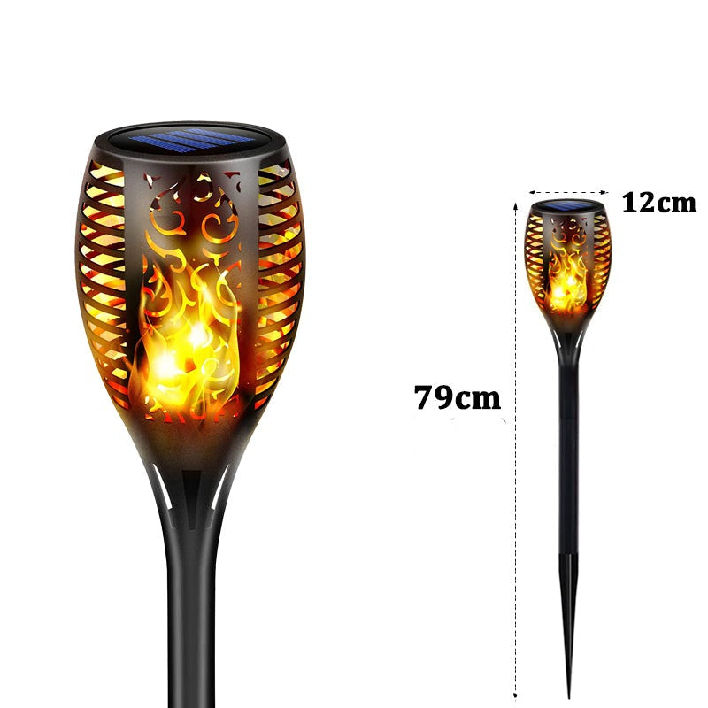 Solarbetriebene LED-Laterne für den Außenbereich | IP65 Wasserdichte Gartenfackel mit Flammeneffekt - Energieeffizient & Automatische Zündung