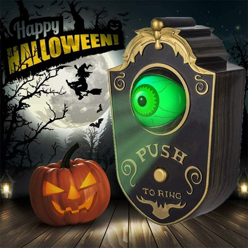 Gruselige Halloween Türklingel mit leuchtenden Augen | Sound- & Lichteffekte - Realistische Dekoration für Trick or Treating