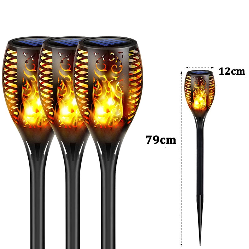 Solarbetriebene LED-Laterne für den Außenbereich | IP65 Wasserdichte Gartenfackel mit Flammeneffekt - Energieeffizient & Automatische Zündung