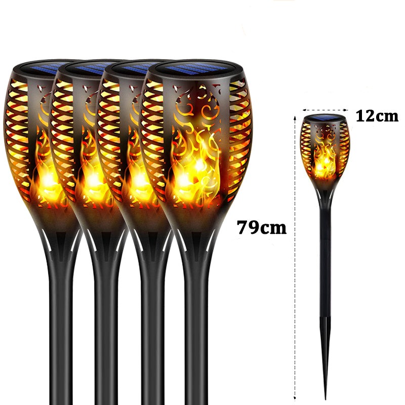 Solarbetriebene LED-Laterne für den Außenbereich | IP65 Wasserdichte Gartenfackel mit Flammeneffekt - Energieeffizient & Automatische Zündung