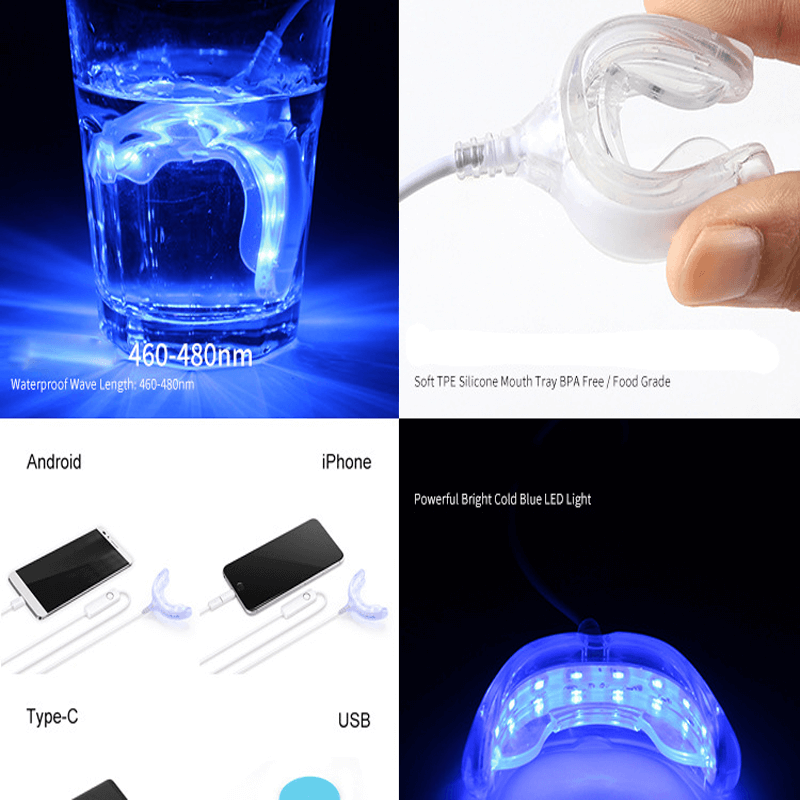 USB Smart Teeth Whitening Kit mit LED-Licht Blaulicht