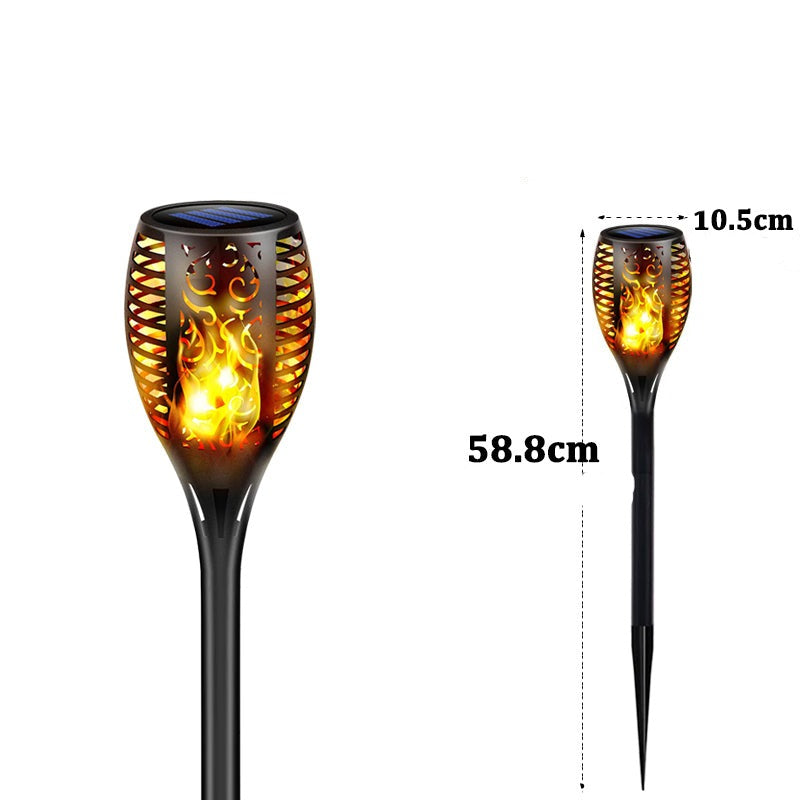 Solarbetriebene LED-Laterne für den Außenbereich | IP65 Wasserdichte Gartenfackel mit Flammeneffekt - Energieeffizient & Automatische Zündung