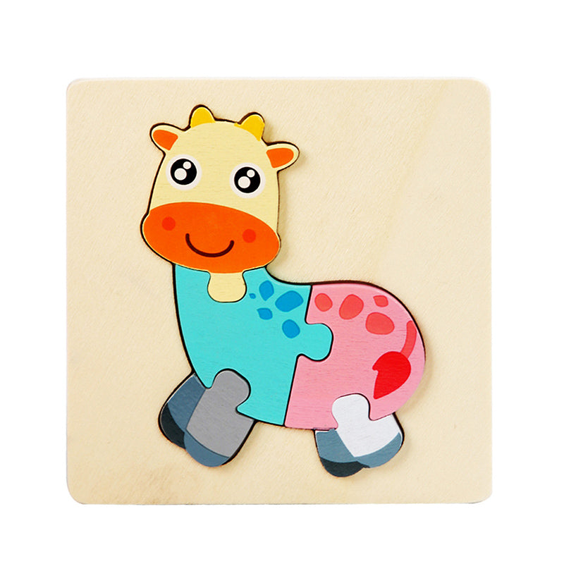 3D Holzpuzzle für kleine Kinder Cartoon Tiere Bildung kognitiv