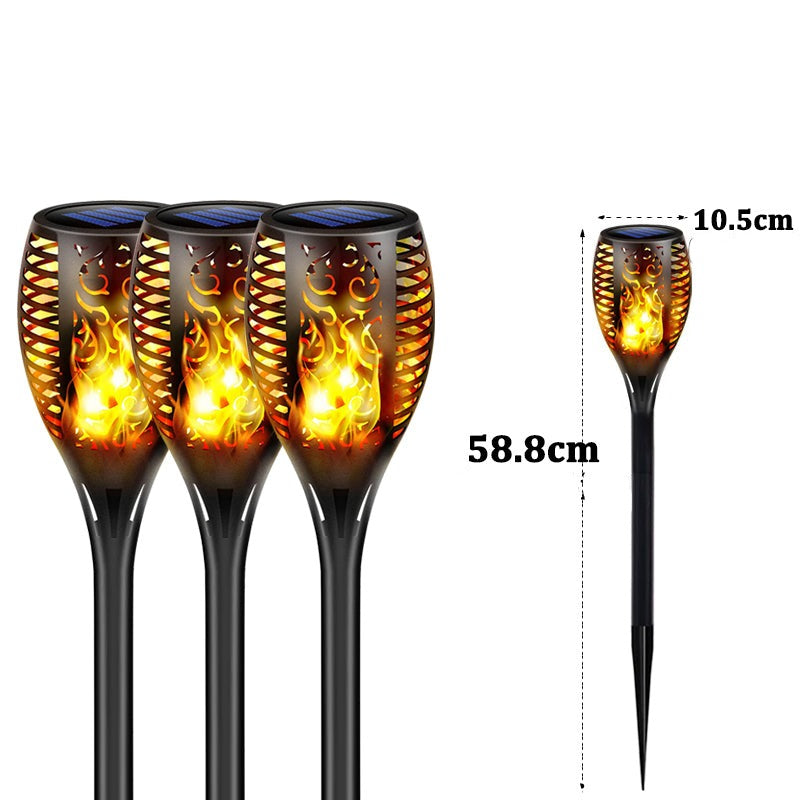 Solarbetriebene LED-Laterne für den Außenbereich | IP65 Wasserdichte Gartenfackel mit Flammeneffekt - Energieeffizient & Automatische Zündung