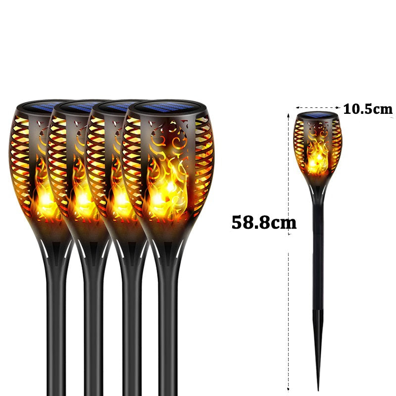 Solarbetriebene LED-Laterne für den Außenbereich | IP65 Wasserdichte Gartenfackel mit Flammeneffekt - Energieeffizient & Automatische Zündung
