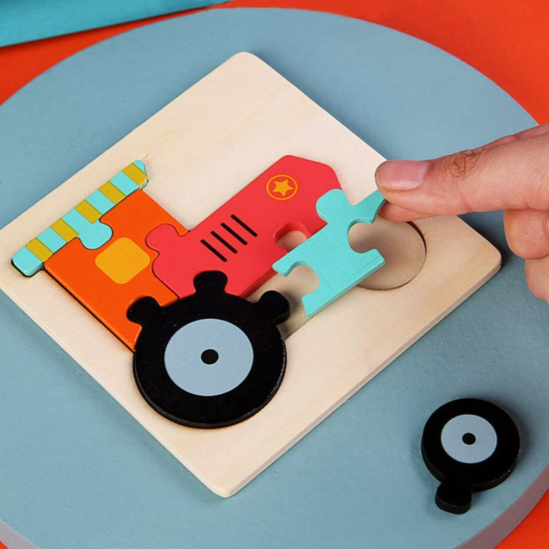 3D Holzpuzzle für kleine Kinder Cartoon Tiere Bildung kognitiv