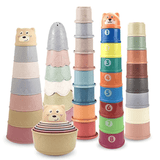 Stacking Cups für Baby & Kleinkinder | Buntes Badespielzeug aus Kunststoff - Sensorisches Spielen ab 6+ Monaten