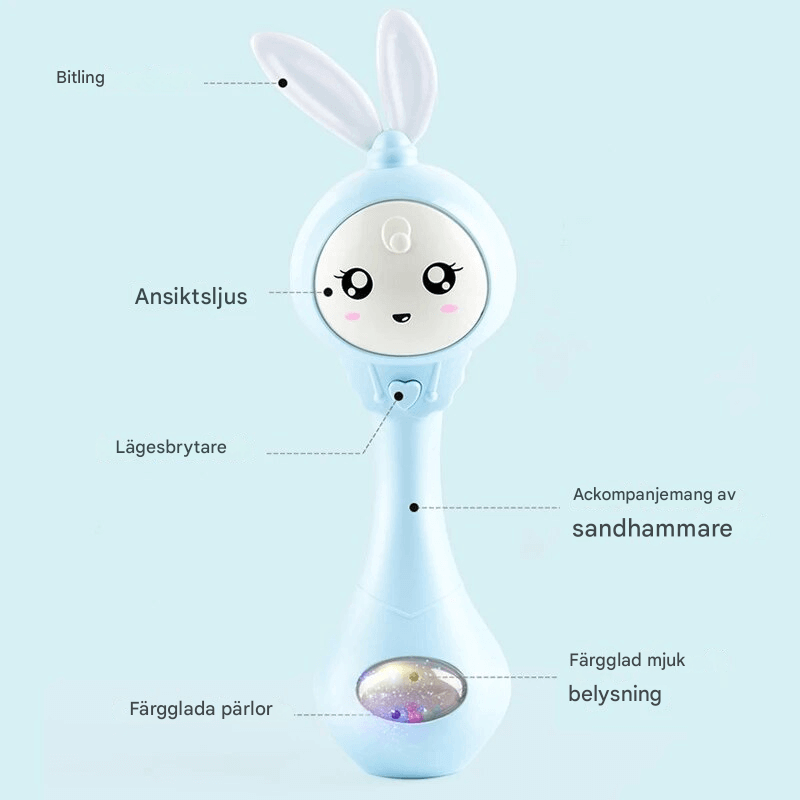 Babyrassel mit blinkenden Lichtern und Musik - leicht zu greifen und sicher