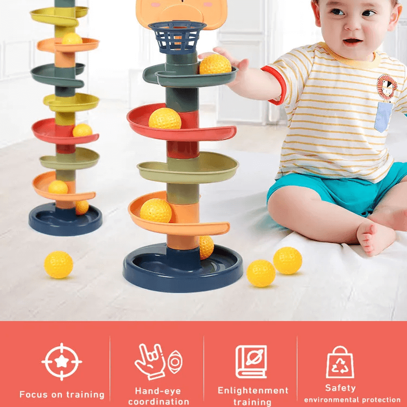 Montessori Ball Slide für Kinder | Educational Kit mit farbigen Ringen - Sensory Play & Early Development 3m+