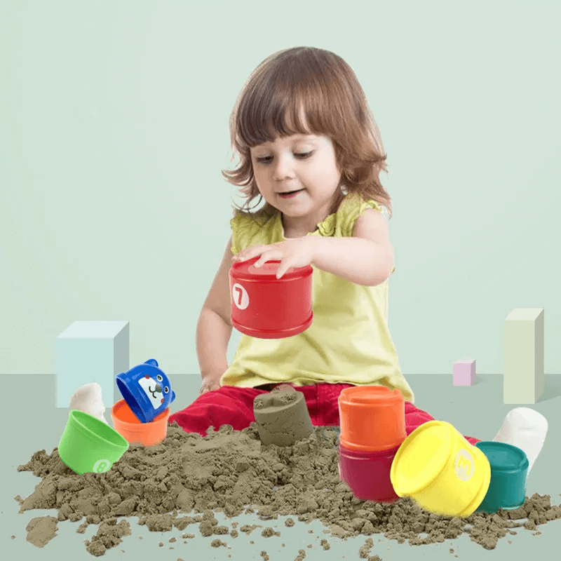 Stacking Cups für Baby & Kleinkinder | Buntes Badespielzeug aus Kunststoff - Sensorisches Spielen ab 6+ Monaten