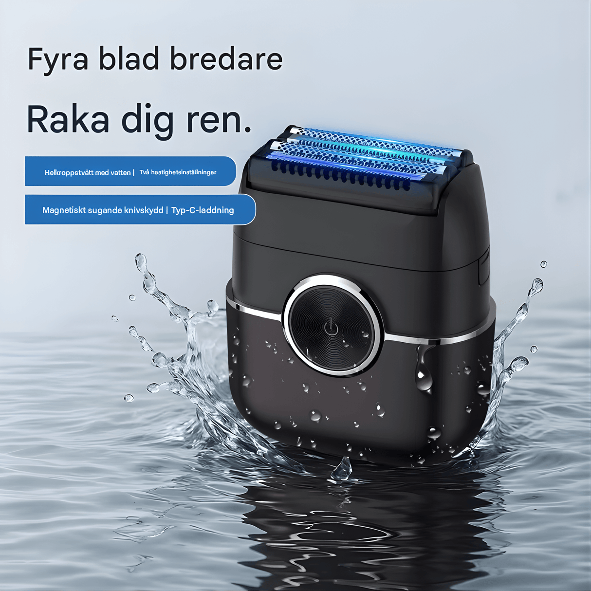 TrimPro - Tragbarer Elektrorasierer mit 4-Klingen-System & Waschbares Design für Körper und Gesicht