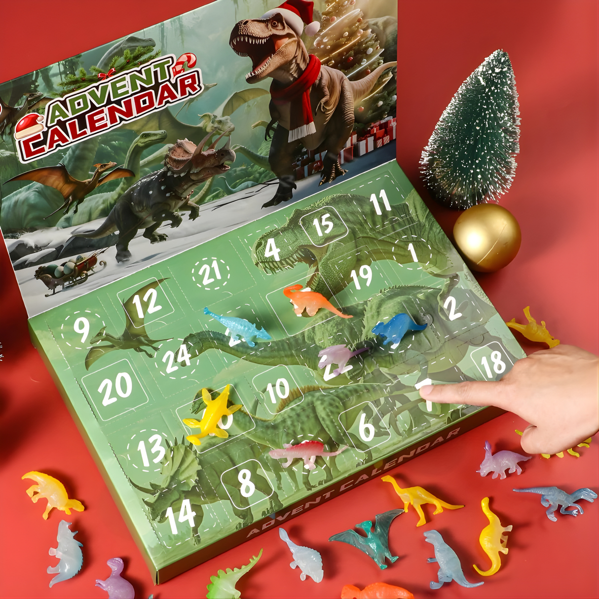 DinoBlaze - Weihnachtskalender mit Dinosauriern | 24 Überraschungen mit brillanten & klassischen Dinosauriern für Kinder