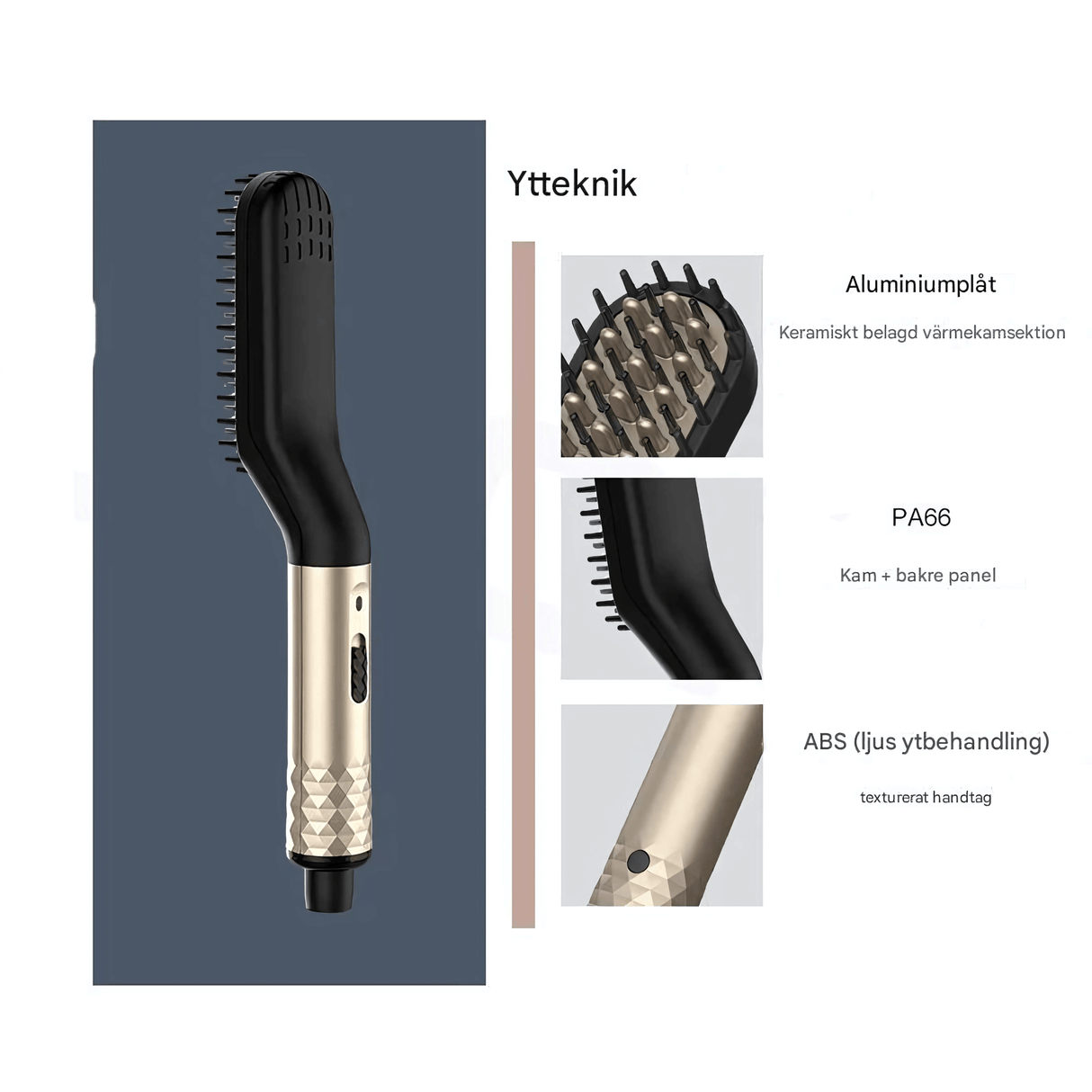 GroomFlex - Elektrischer Kamm und Haarstyler mit Ionisierung & Einstellbare Hitze für Bart und Haar