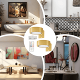 LINA - 2er-Pack LED-Wandleuchten in Schwarz & Gold mit 13 Farbmodi, magnetische Halterung & Fernbedienung