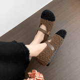 CuddleFlex - Plüsch-Kuschelschuhe mit goldener Schnalle & Zweifarbiger Komfort für den Innen- und leichten Außeneinsatz