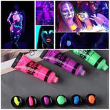 NeonAura - Halloween Neon Fluorescent UV Body Paint Set für Gesicht und Körper, Glow in the Dark, Party & Festival Farbe