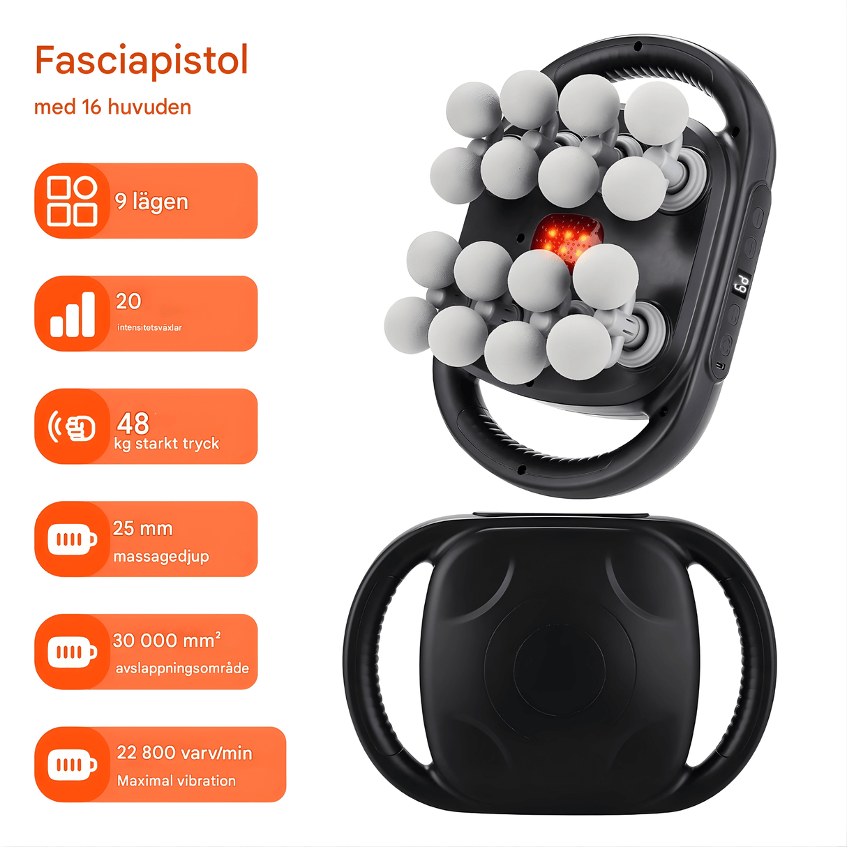 PulseRelief - 16-Kopf-Massagegerät mit 9 Modi & 20 Intensitätsstufen für den ganzen Körper