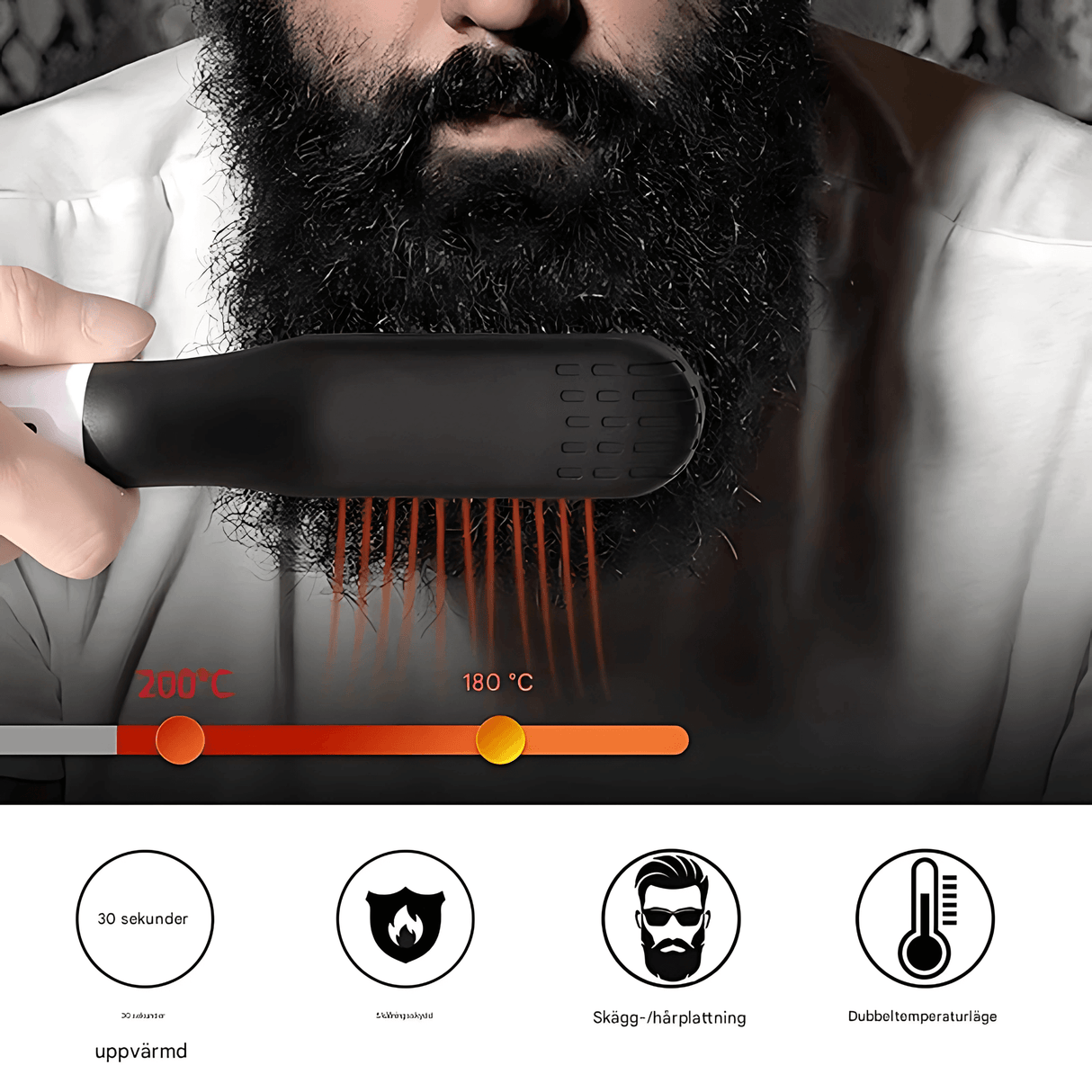 GroomFlex - Elektrischer Kamm und Haarstyler mit Ionisierung & Einstellbare Hitze für Bart und Haar