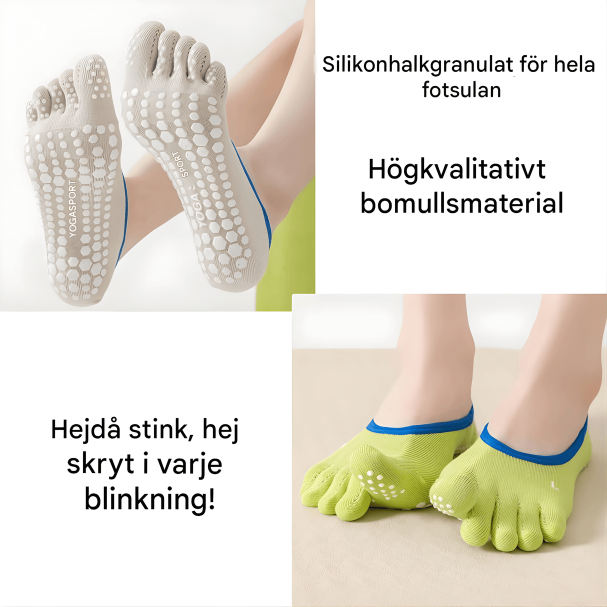YogiGrip - Five Toe Yoga Socken mit Anti-Rutsch & Atmungsaktiver Komfort für Frauen