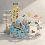 DinoTrack - Elektrische zweigleisige Dinosaurierrutsche mit dynamischer Klettertreppe, Lichter & Musik für Kinder