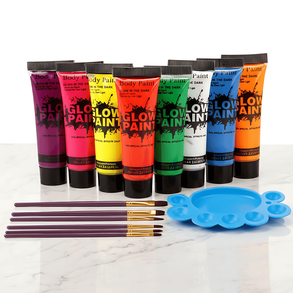 NeonAura - Halloween Neon Fluorescent UV Body Paint Set für Gesicht und Körper, Glow in the Dark, Party & Festival Farbe