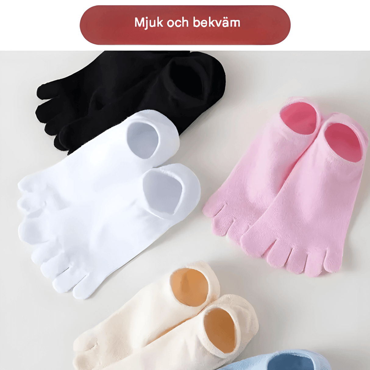 FlexiToe - 5 Paar rutschfeste Yoga- und Pilates-Socken mit fünf Zehen & Bequeme Passform für Tanz und Training