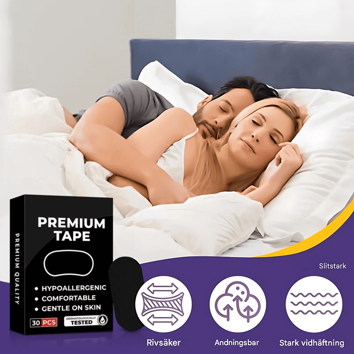 SilentSeal - Hautfreundliches Anti-Schnarch-Mundband & für die Nasenatmung im Schlaf und in Ruhe