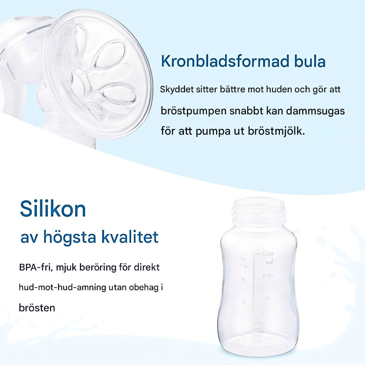 LactiMate - Handmilchpumpe aus BPA-freiem Silikon mit ergonomischem Griff & Leiser Betrieb