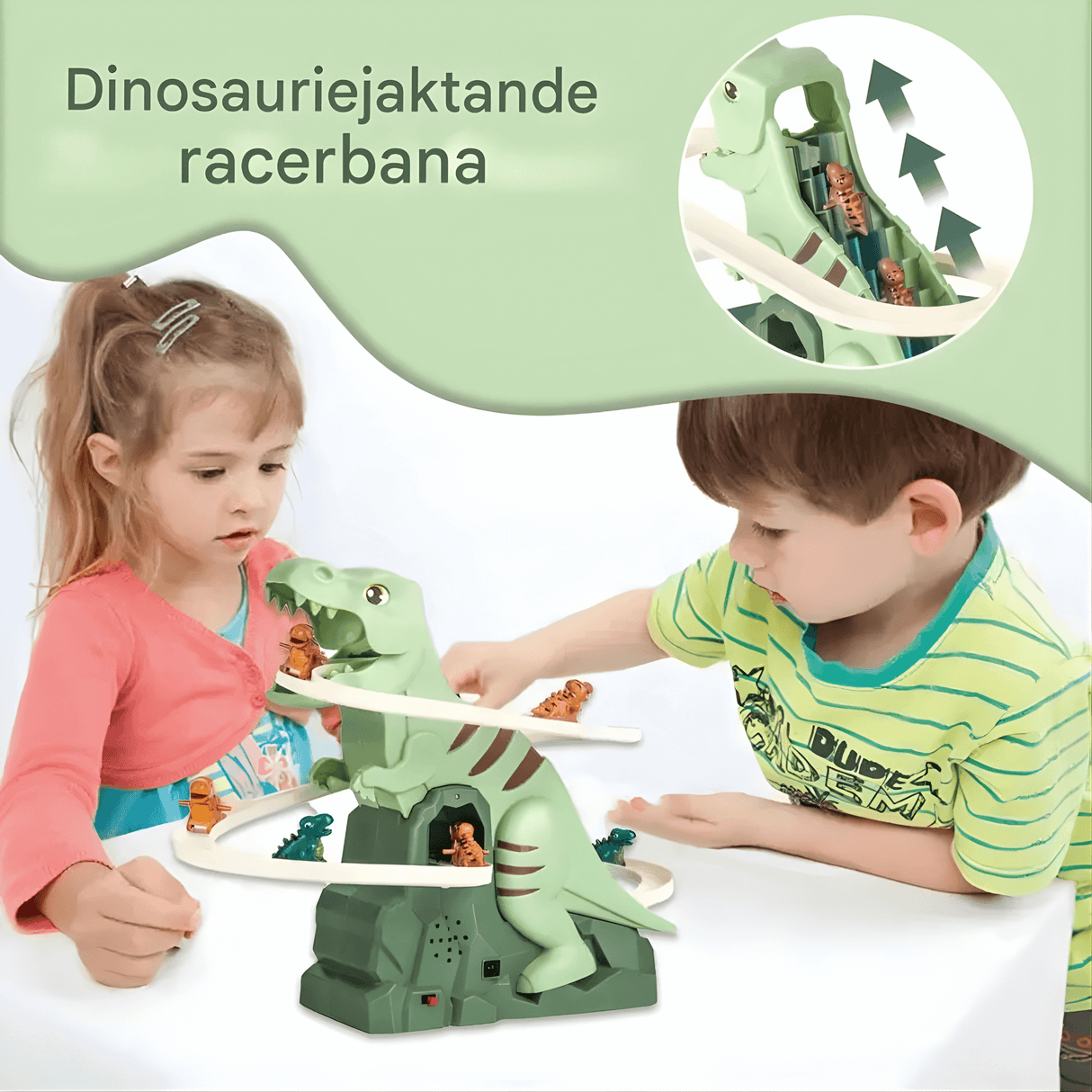 DinoQuest - Elektrische Dinosaurierrutsche mit automatischer Klettertreppe, Lichter & Musik für Kinder