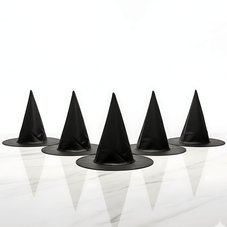 WitchGleam - Zusammenklappbarer Halloween Hexenhut aus schwarzem Polyester für Maskerade, Party & Dekoration