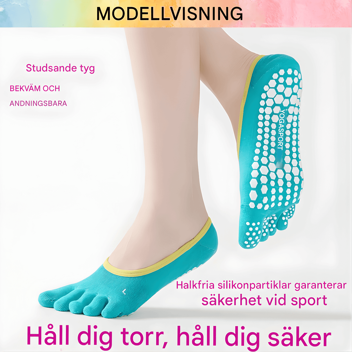 YogiGrip - Five Toe Yoga Socken mit Anti-Rutsch & Atmungsaktiver Komfort für Frauen