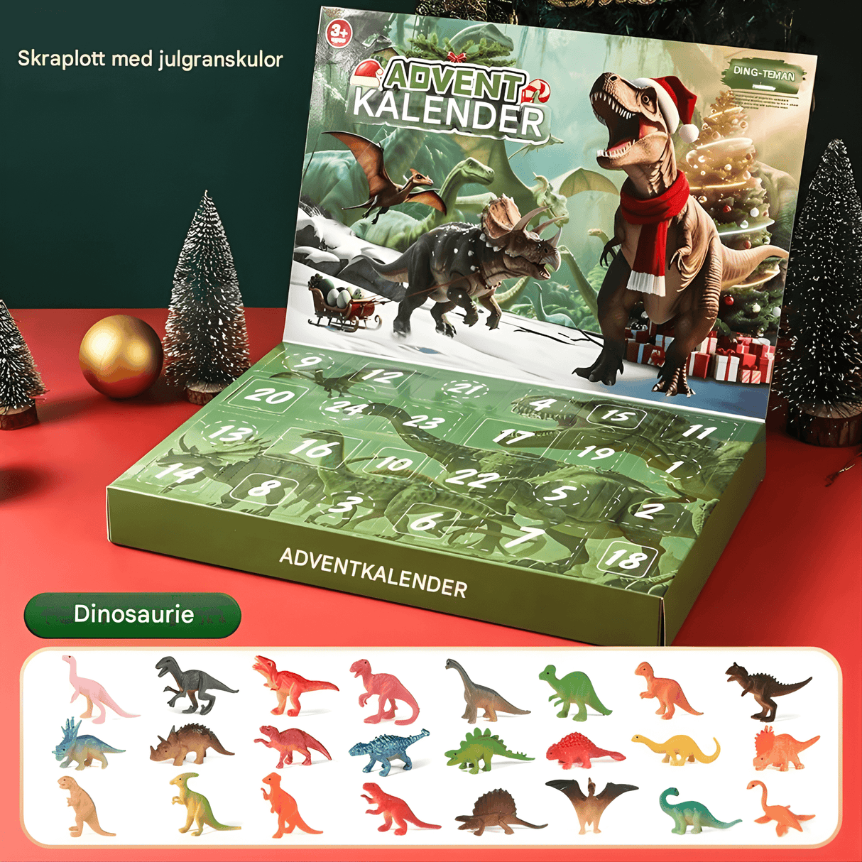 DinoBlaze - Weihnachtskalender mit Dinosauriern | 24 Überraschungen mit brillanten & klassischen Dinosauriern für Kinder