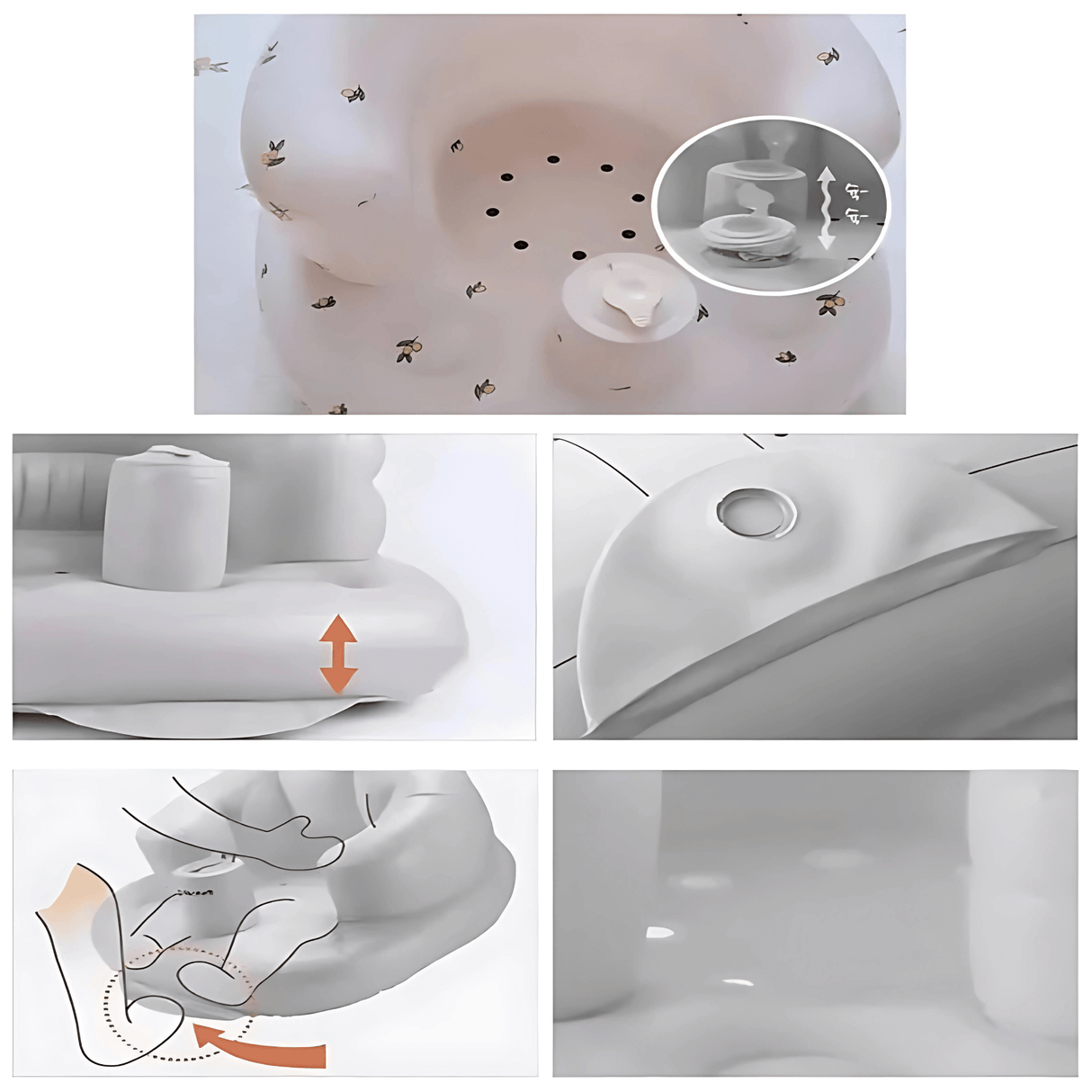 BabyNest – Aufblasbarer Babysitz aus PVC zum Füttern, Baden und Spielen