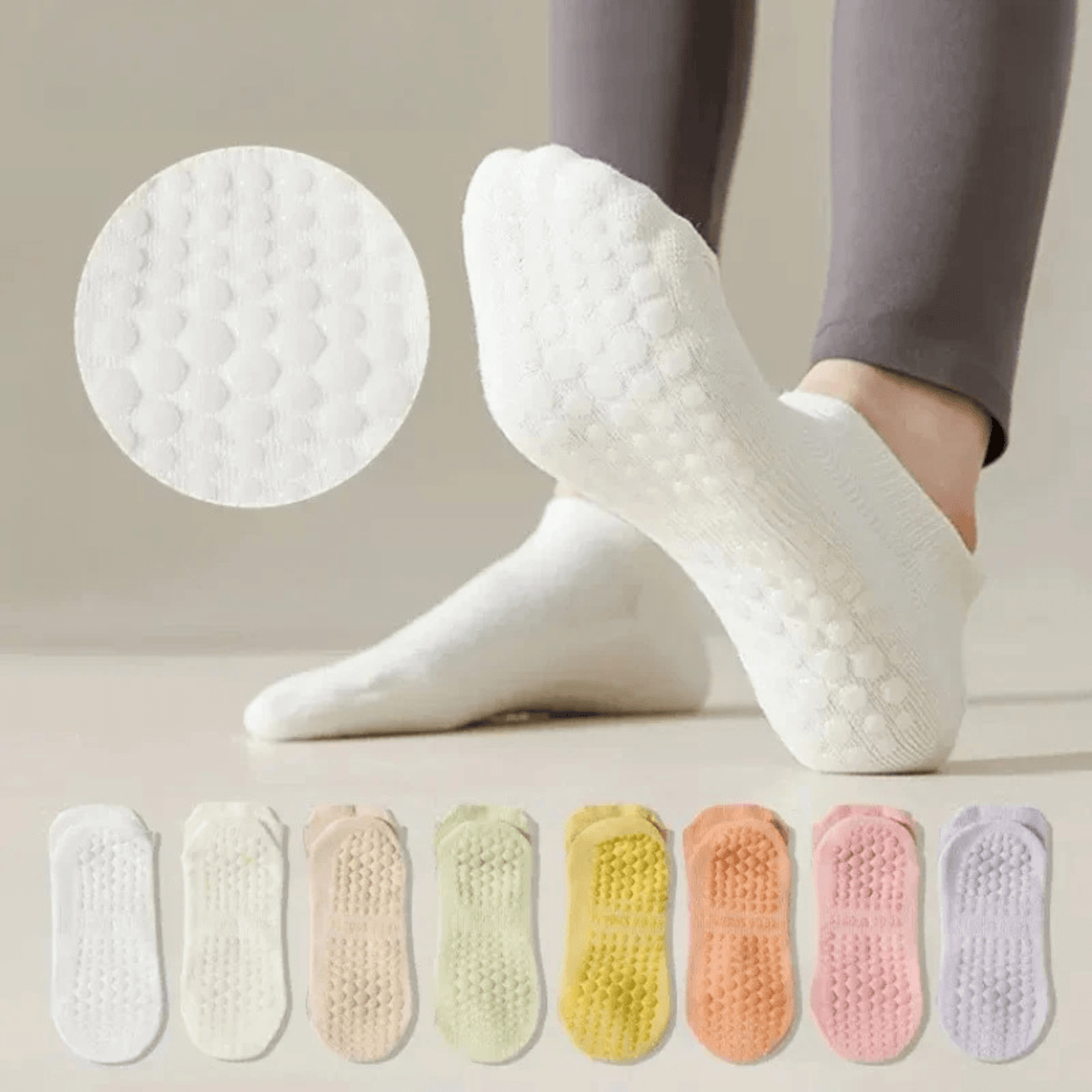 EaseMotion - Atmungsaktive, rutschfeste Yoga-Socken mit weichem Griff & Ventilierender Komfort