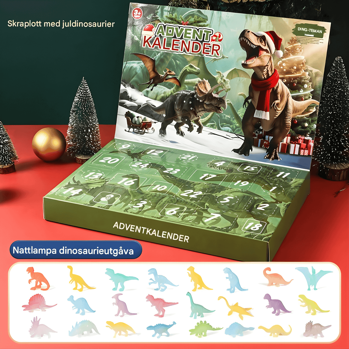 DinoBlaze - Weihnachtskalender mit Dinosauriern | 24 Überraschungen mit brillanten & klassischen Dinosauriern für Kinder