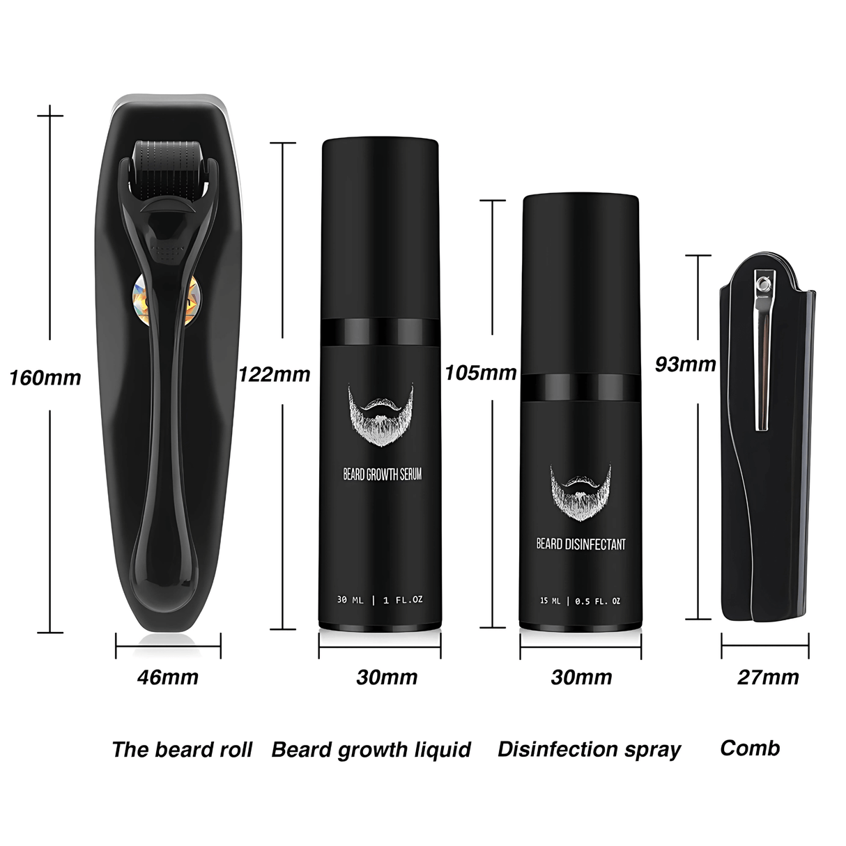 BeardForge – Bartwuchs-Set für Männer mit Rasierer, Serum, Desinfektionsspray und Kamm