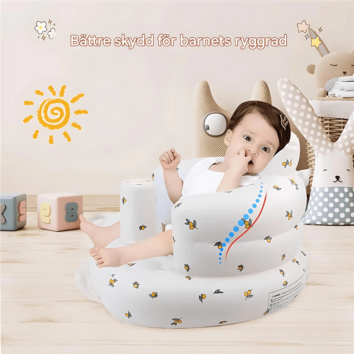BabyNest – Aufblasbarer Babysitz aus PVC zum Füttern, Baden und Spielen