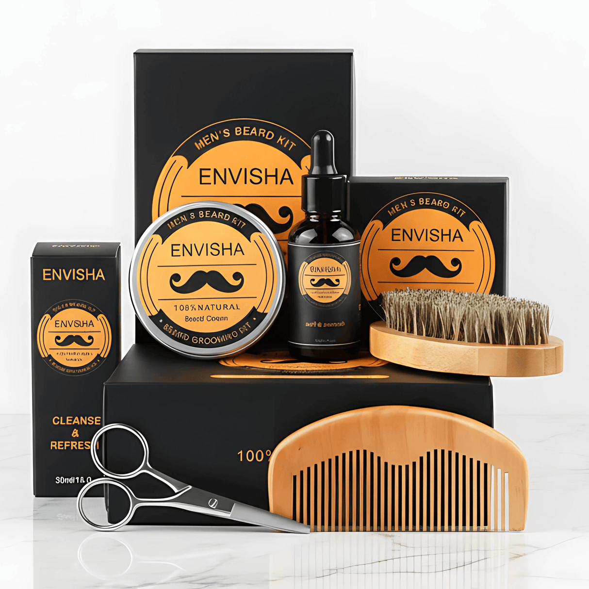 BeardMaster - 6-in-1-Bartpflege-Set für Männer mit Öl, Balsam, Kamm, Bürste & Schere