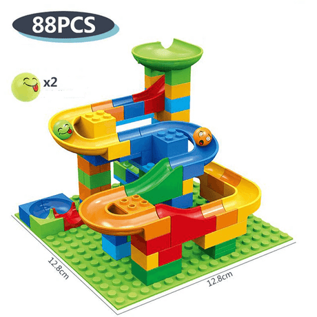 Murmelbahn-Bausteine - Kreatives Labyrinth mit Rutsche und Kugelbahn für Kinder - Lernspiel zur Problemlösung und Fantasie