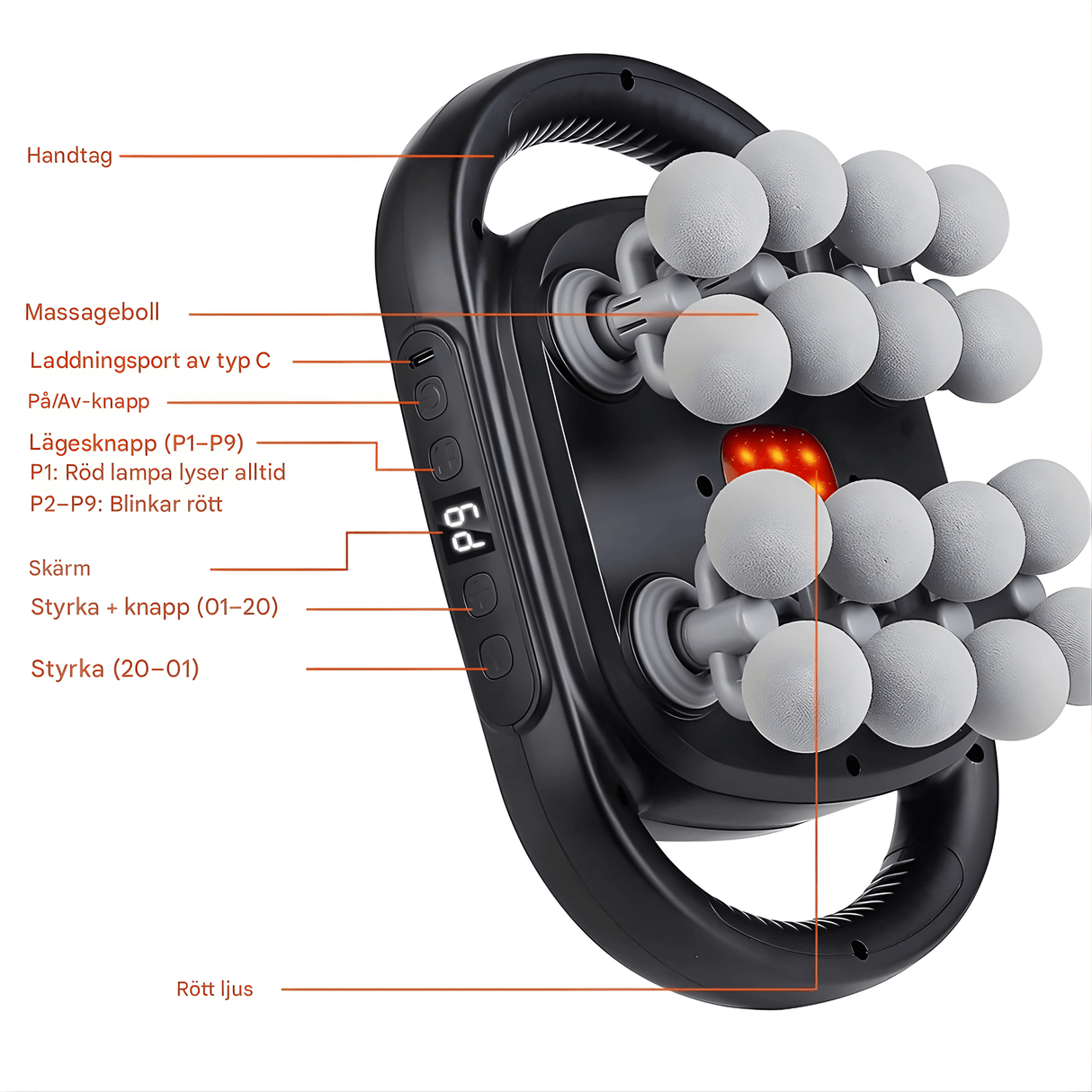 PulseRelief - 16-Kopf-Massagegerät mit 9 Modi & 20 Intensitätsstufen für den ganzen Körper