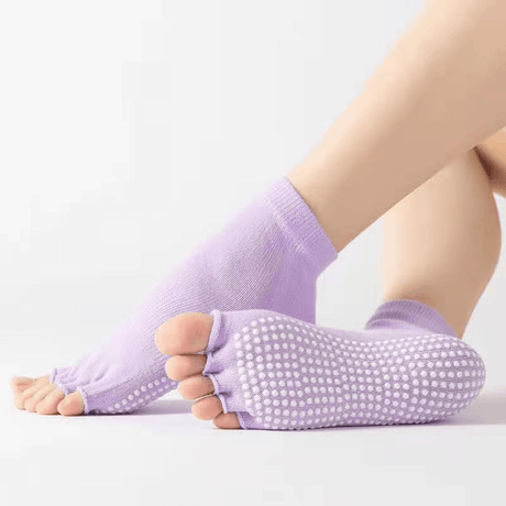 MovaSoft - Offene Fünf-Zehen Yoga- und Pilates-Socken mit Anti-Rutsch & Atmungsaktiver Komfort