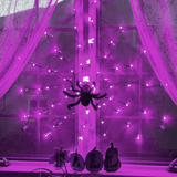 SpiderGlow – Halloween-Spinnennetz-LED-Lichterkette mit Fernbedienung, Spinnendekoration und 8 Lichtmodi
