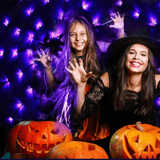 SpiderGlow – Halloween-Spinnennetz-LED-Lichterkette mit Fernbedienung, Spinnendekoration und 8 Lichtmodi