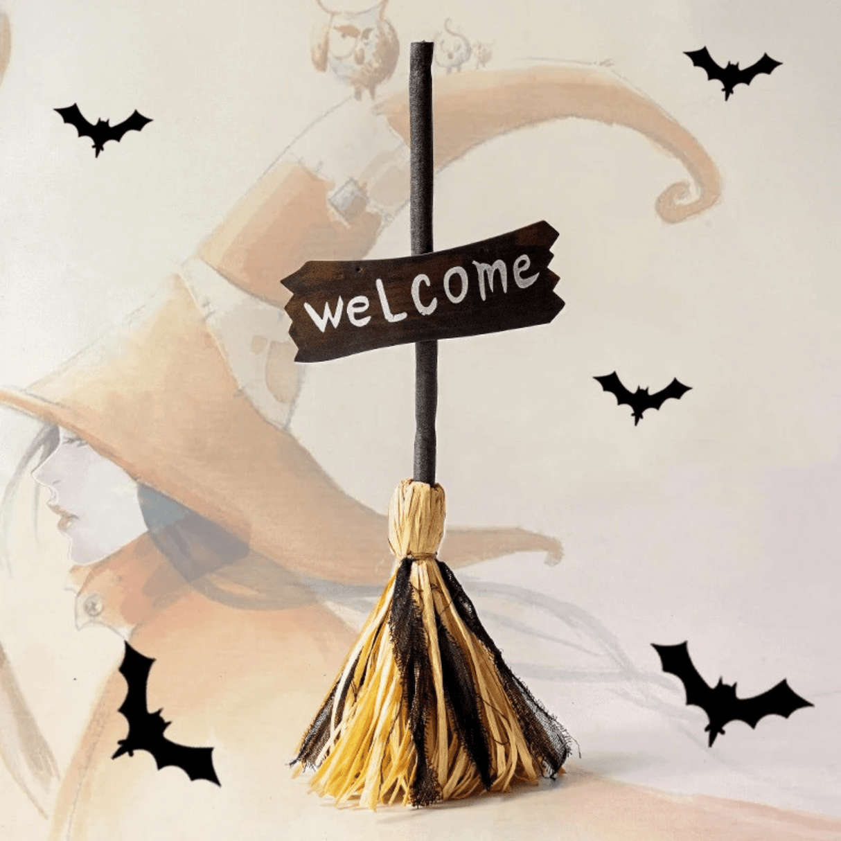 WitchGlide - Animierter Hexenbaum Halloween Dekoration mit Sound und LED Lichtern