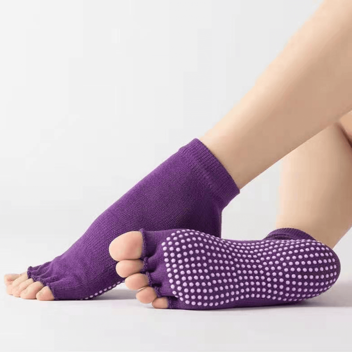 MovaSoft - Offene Fünf-Zehen Yoga- und Pilates-Socken mit Anti-Rutsch & Atmungsaktiver Komfort