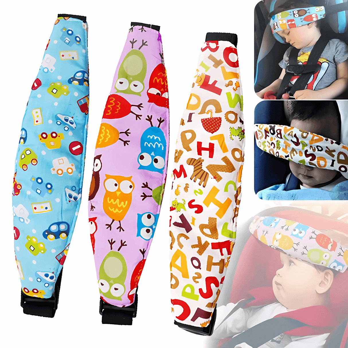 SafeNap – Kindersitzgurt & Schlafstütze mit Kopfband für Reisen und Ruhepausen