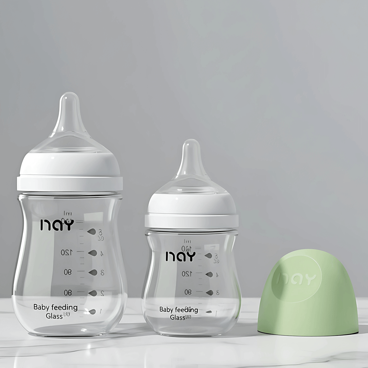 BabyFlow - Anti-Colic Glas-Babyflasche mit weichem Silikon-Sauger & Kontrolliertes Flow Design