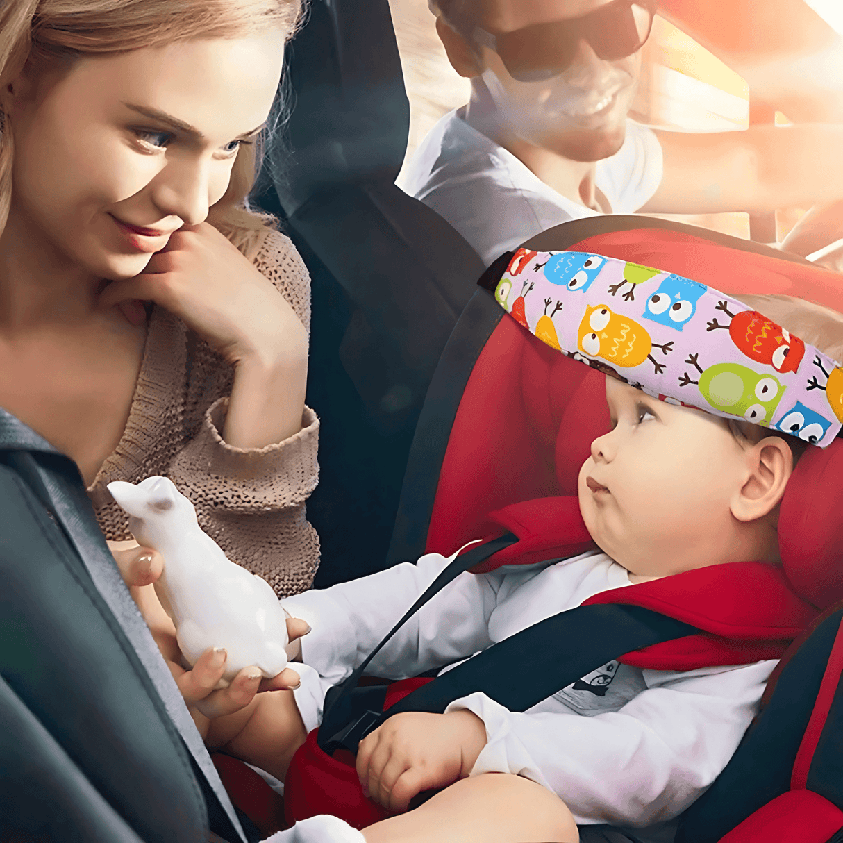 SafeNap – Kindersitzgurt & Schlafstütze mit Kopfband für Reisen und Ruhepausen